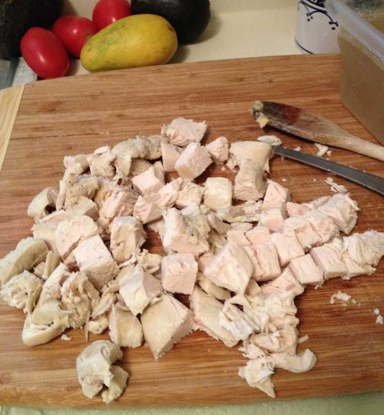 Dice up the cooked chicken - ibskitchn.com