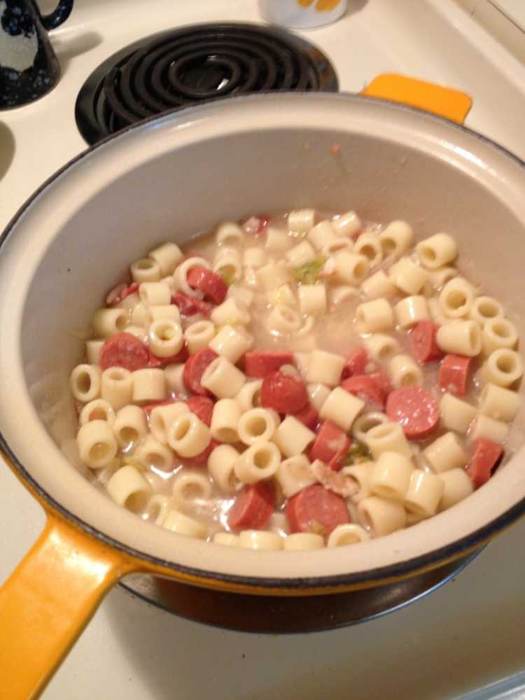 Add in the hot dogs. ibskitchn.com