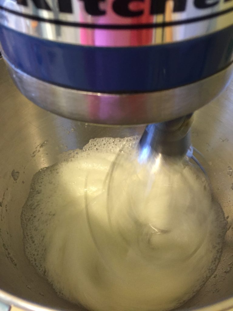Beat the egg whites on medium high