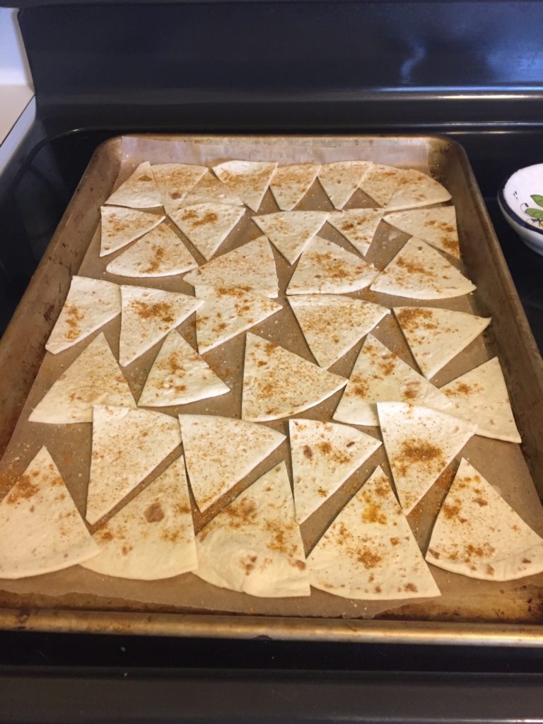 Bake cut up tortilla triangle-ibskitchn.com